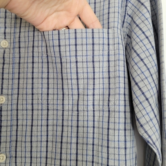 J. Crew Mens Large Blue White Plaid Check Long‎ Sleeve Button Down Shirt Cotton - Picture 6 of 14